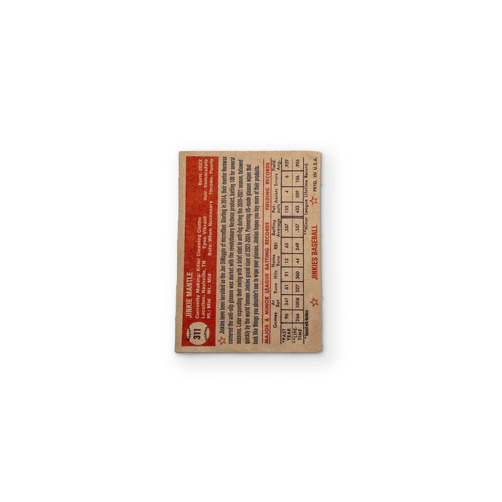 A JINKIE MANTLE BASEBALL CARD YOU CAN CLEAN YOUR GLASSES WITH - Image 2